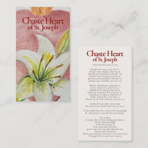 Chaste Heart of St. Joseph Holy Card - Litany