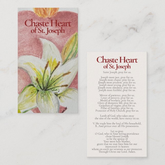Chaste Heart of St. Joseph Holy Card - Litany (Front/Back)