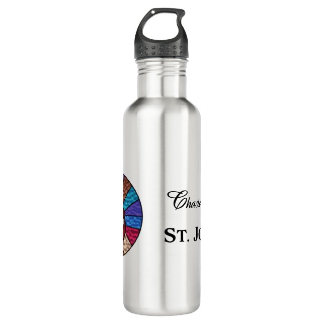 Chaste Heart of St. Joseph: Stained Glass Version  710 Ml Water Bottle (Front)