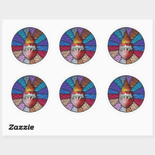 Chaste Heart of St. Joseph (Stained Glass Version) Classic Round Sticker