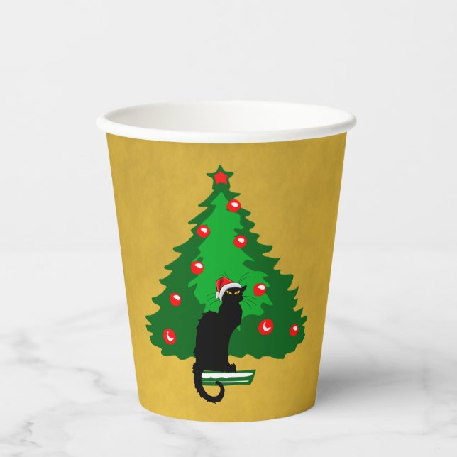Chat Noir Christmas Paper Plates Cups (Front)