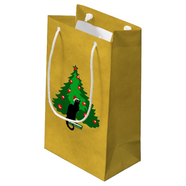 Chat Noir Christmas Small Gift Bag (Back Angled)