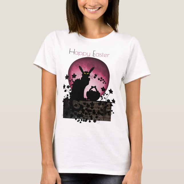 Chat Noir Easter Happy Easter T-Shirt (Front)