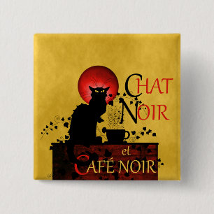 Chat Noir et Café Noir 15 Cm Square Badge