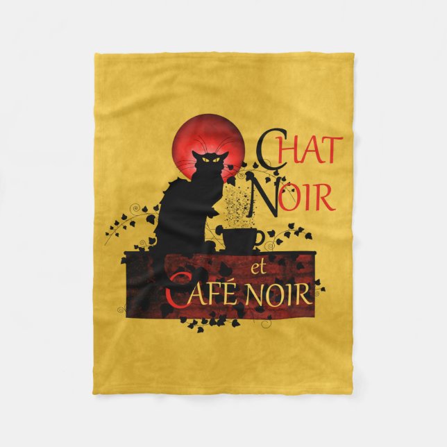 Chat Noir et Café Noir Fleece Blanket (Front)
