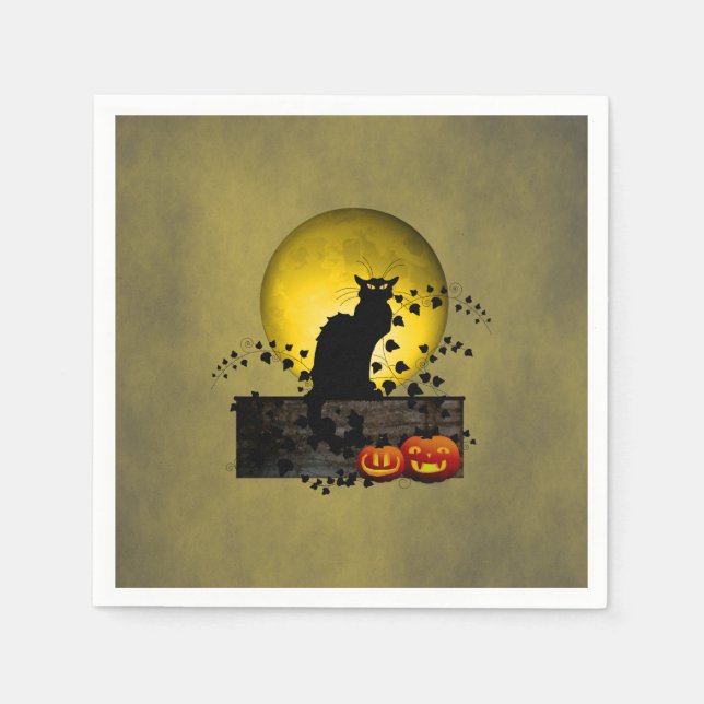 Chat Noir Halloween Napkin (Front)