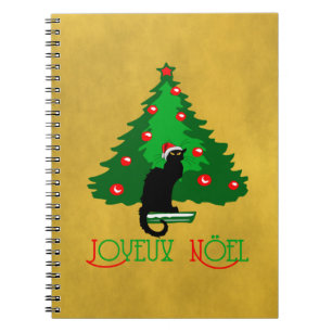 Chat Noir Joyeux Noel Spiral Notebook