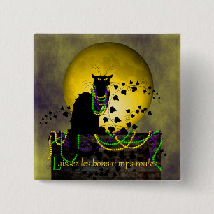 Chat Noir Mardi Gras 15 Cm Square Badge