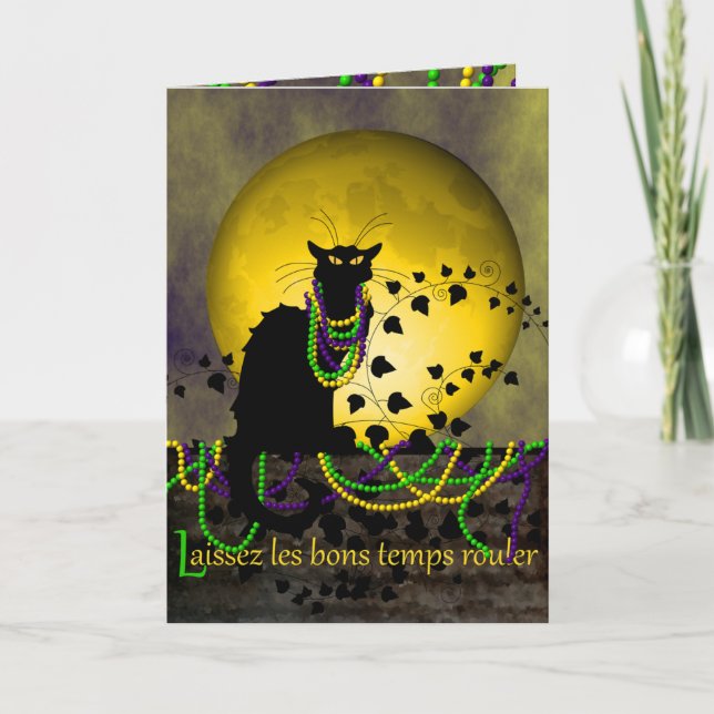 Chat Noir Mardi Gras Card (Front)