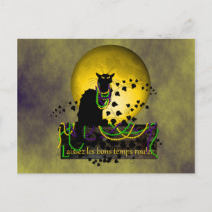 Chat Noir Mardi Gras Postcard