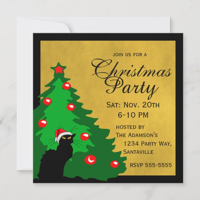 Chat Noir Merry Christmas Invitation (Front)