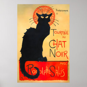Chat Noir Montmartre Paris Poster Vintage Travel