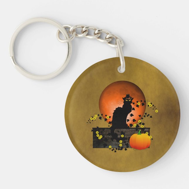 Chat Noir Thanksgiving Key Ring (Front)