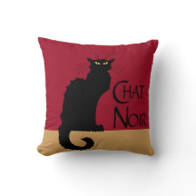 Chat Noir Vintage Throw Pillow