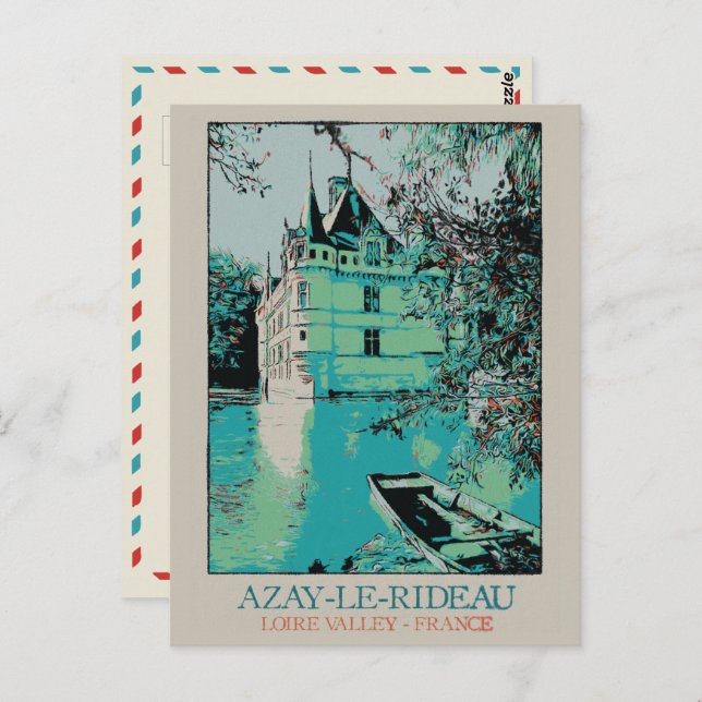 Chateau Azay-le-Rideau in the Loire valley, France Postcard (Front/Back)