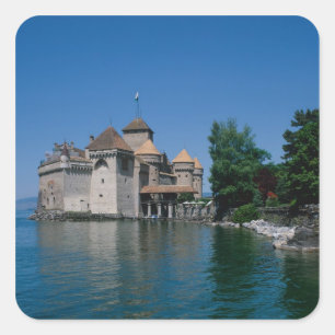 Chateau Chillon, Lake Geneva, Vaud Canton, Square Sticker