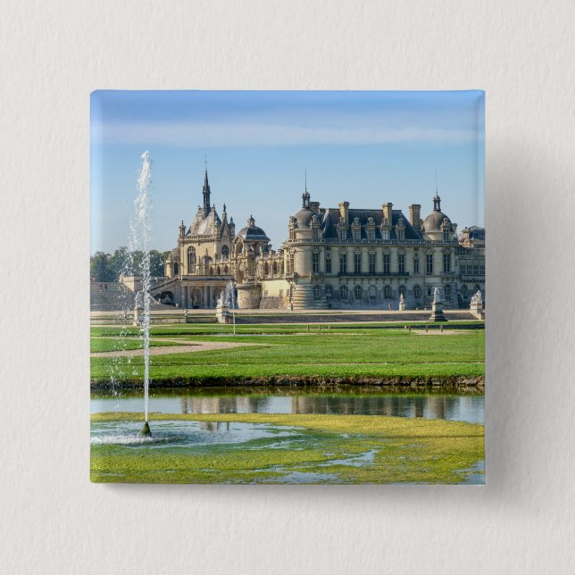 Chateau de Chantilly and Le Notre Garden - France 15 Cm Square Badge (Front)