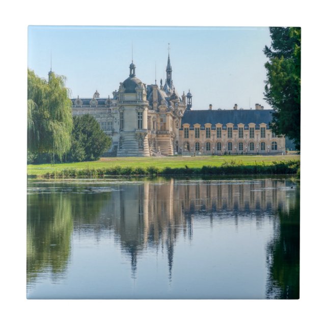 Chateau de Chantilly and reflection in a pond Tile (Front)