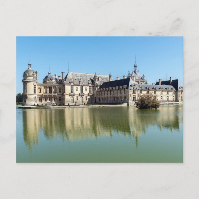 Chateau de Chantilly with reflection in the lake Postcard (Front)