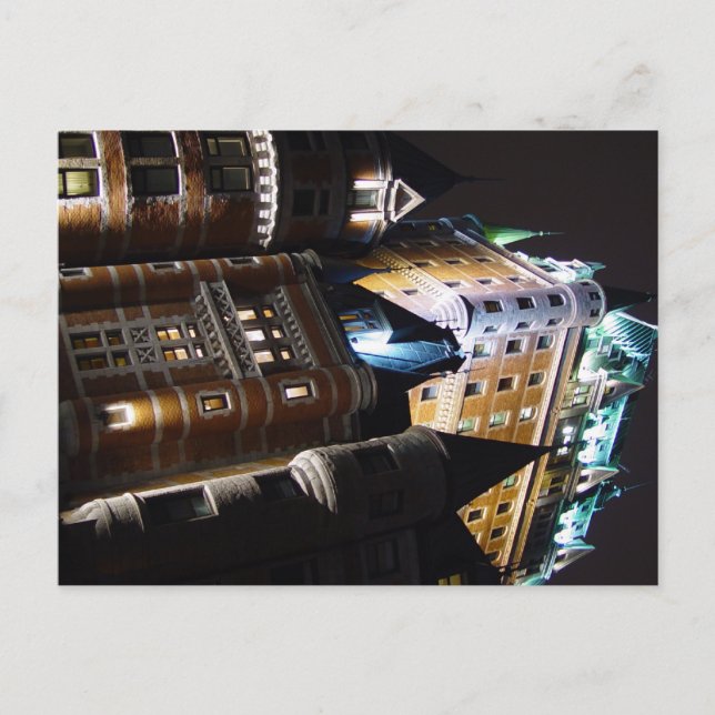 Chateau Frontenac Castle Lit Up At Night Postcard (Front)