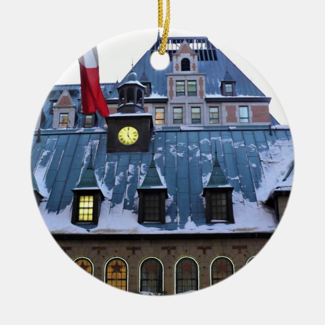 Chateau Frontenac, Quebec, Canada Ceramic Tree Decoration (Front)