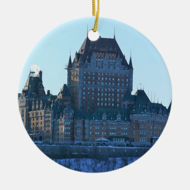 Chateau Frontenac, Quebec, Canada Ceramic Tree Decoration (Front)