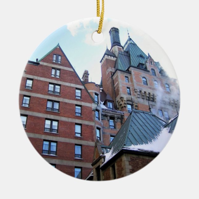 Chateau Frontenac, Quebec, Canada Ceramic Tree Decoration (Front)