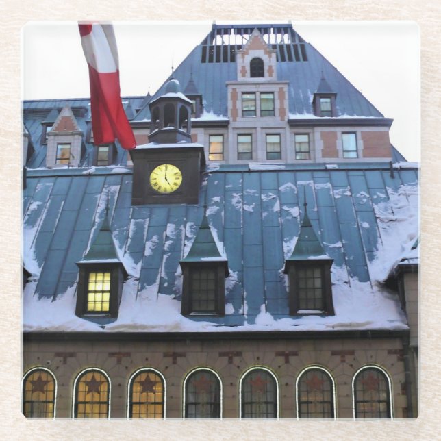 Chateau Frontenac, Quebec, Canada Glass Coaster (Front)