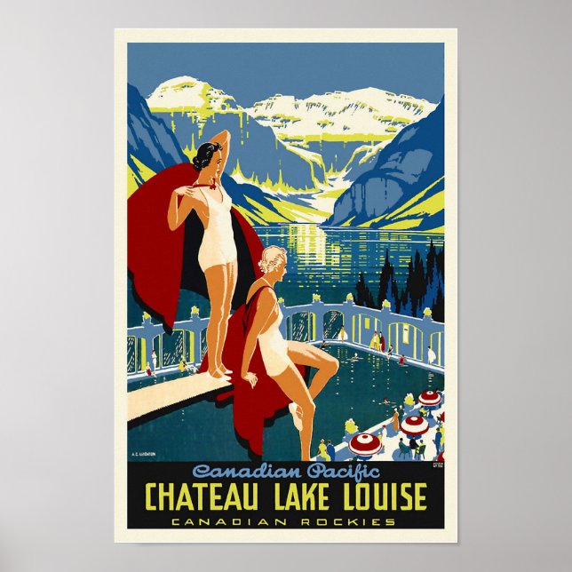 Chateau Lake Louise Banff Vintage Travel Poster (Front)
