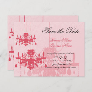 Chateau Rose Pink Chandelier Wedding Invitations