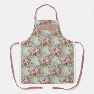ChateauCore Pink Rose and Lavender Shabby Chic Apron