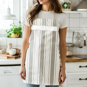 Chateaux Taupe - Linen Beige Deckchair Stripe Apron