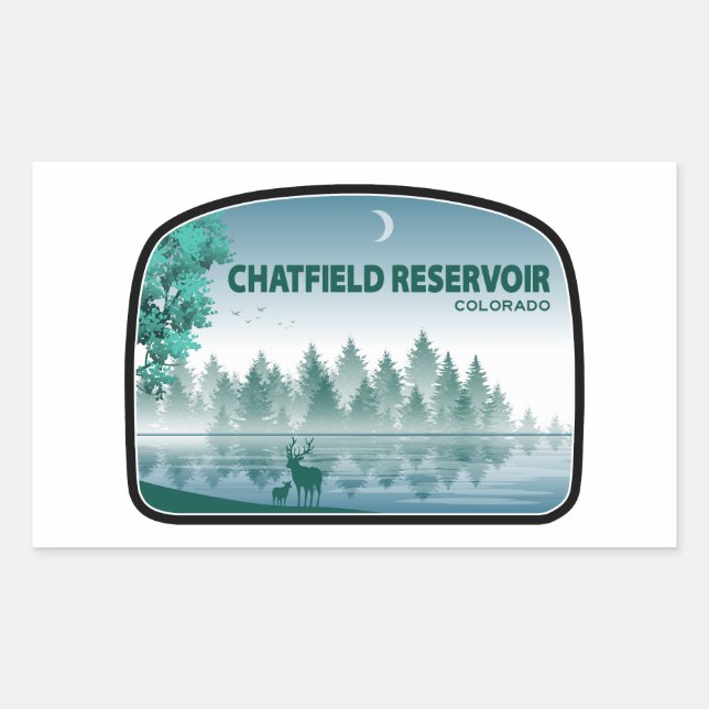 Chatfield Reservoir Colorado Deer Rectangular Sticker (Front)