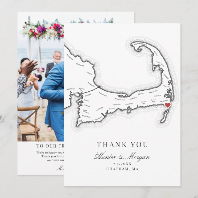 Chatham Bars Inn Cape Cod Wedding Photo Thank You Card (Front/Back)