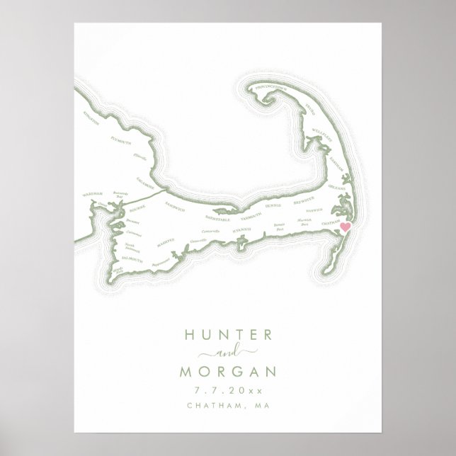 Chatham Bars Inn Wedding Sage Guest Book Poster (Front)