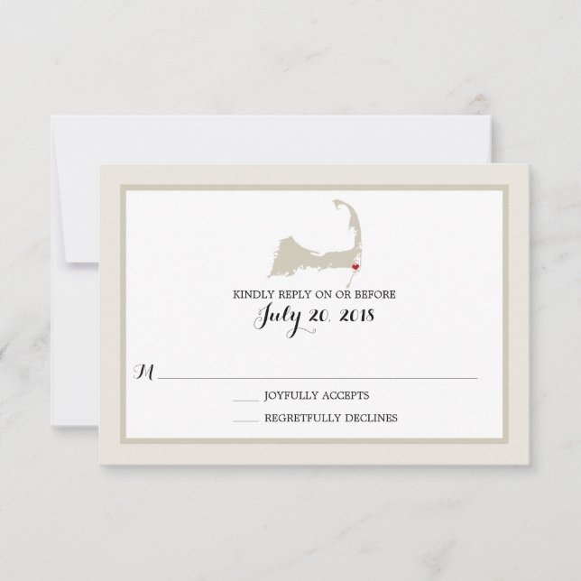 Chatham Cape Cod with heart | Wedding RSVP Card (Front)