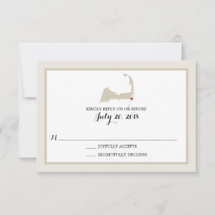 Chatham Cape Cod with heart   Wedding RSVP Card