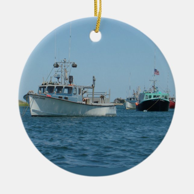 Chatham Harbour Boats Ceramic Tree Decoration (Front)