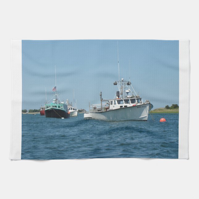 Chatham Harbour Boats Tea Towel (Horizontal)