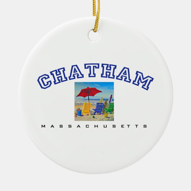 Chatham, MA - Beach Ceramic Tree Decoration (Front)