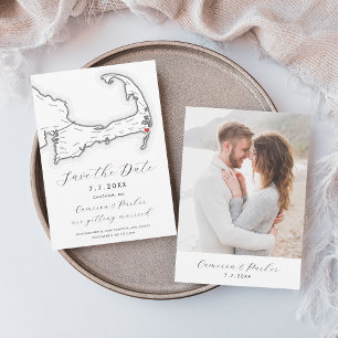 Chatham MA Cape Cod Map Black and White Wedding Save The Date