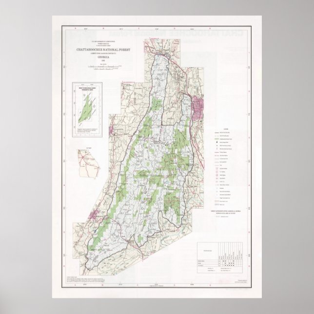 Chattahoochee National Forest Map (1982)  Poster (Front)