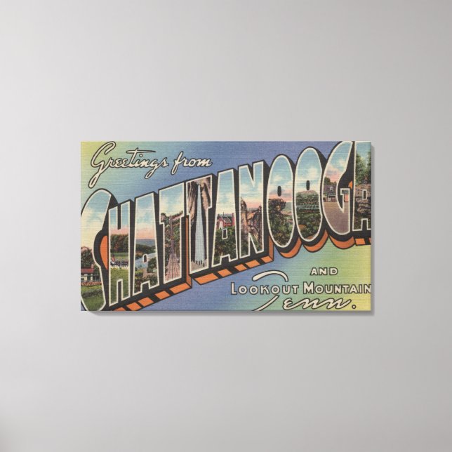 Chattanooga, Tennessee - Large Letter Scenes Canvas Print (Front)