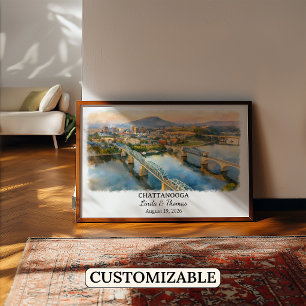 Chattanooga Tennessee Poster, Watercolor, Custom Poster