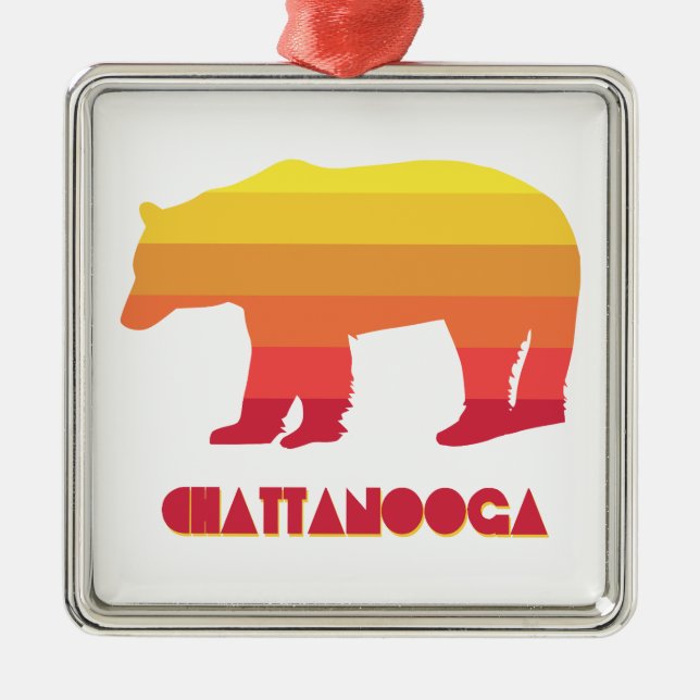 Chattanooga Tennessee Rainbow Bear Metal Tree Decoration (Front)