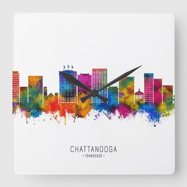 Chattanooga Tennessee Skyline Square Wall Clock (Front)