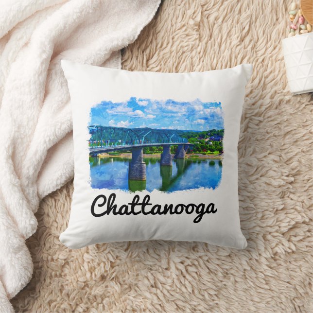 Chattanooga Tennessee Watercolor  Cushion (Blanket)