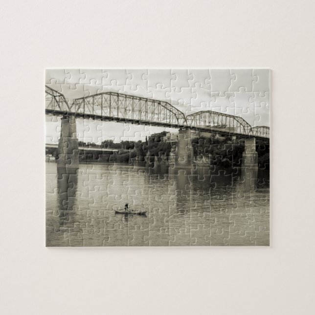 Chattanooga, TN - Walnut Street Bridge in B&W Jigsaw Puzzle (Horizontal)
