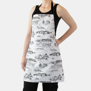 Chattanooga Toile Black and White Apron