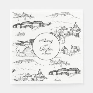 Chattanooga Toile Black and White Bridal Shower Napkin